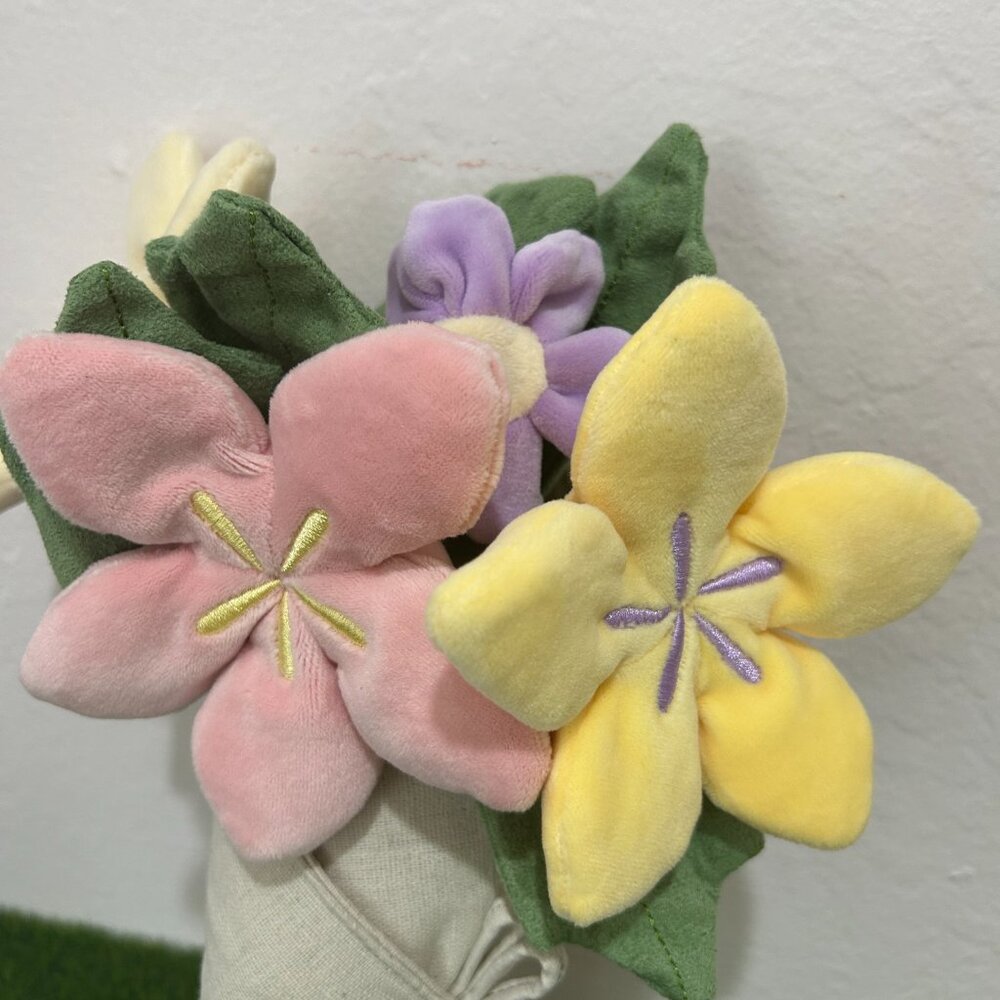 Jellycat Amuseables Flower Bouquet + Diamond Ring Authentic Proposal Gift - Picture 3 of 9
